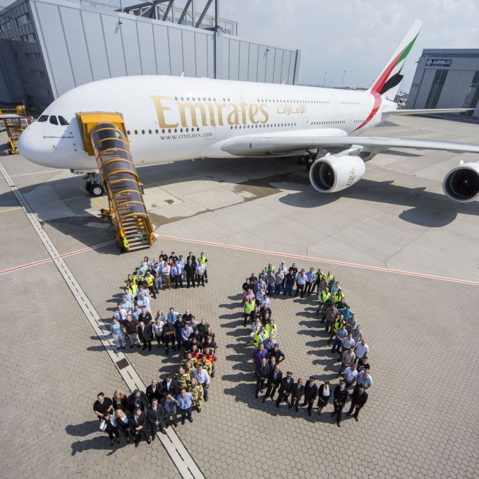 Emirates Airbus A380 in Hamburg