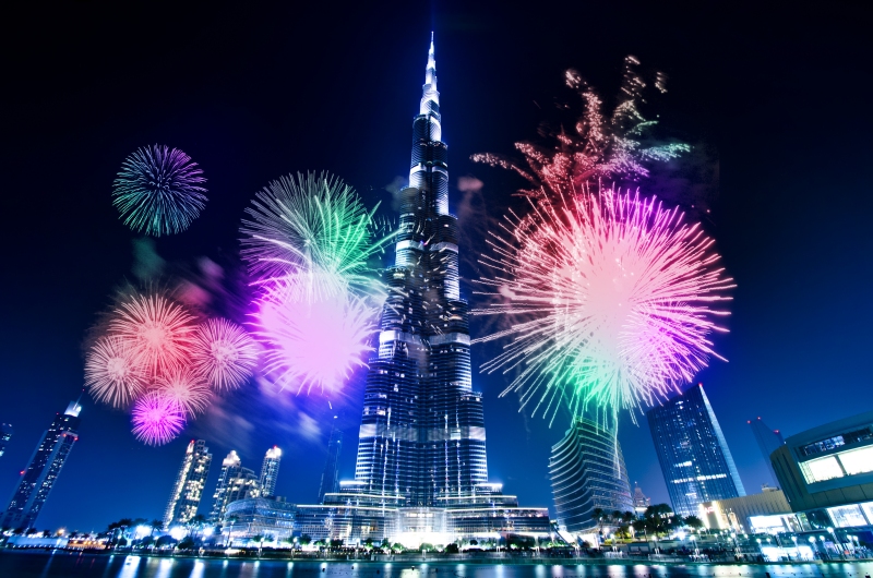 Silvester Feuerwerk am Burj Khalifa in Dubai