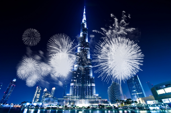 Silvesterfeuerwerk am Burj Khalifa